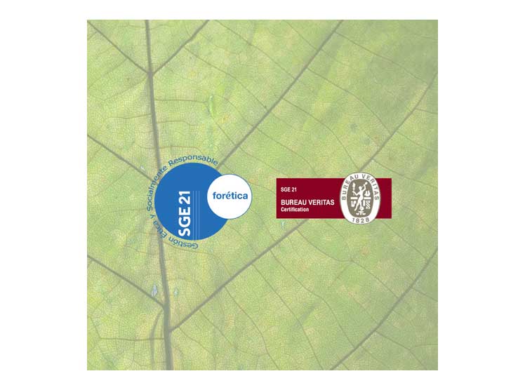 We obtained the SGE 21 Certification in Corporate Social Responsibility
